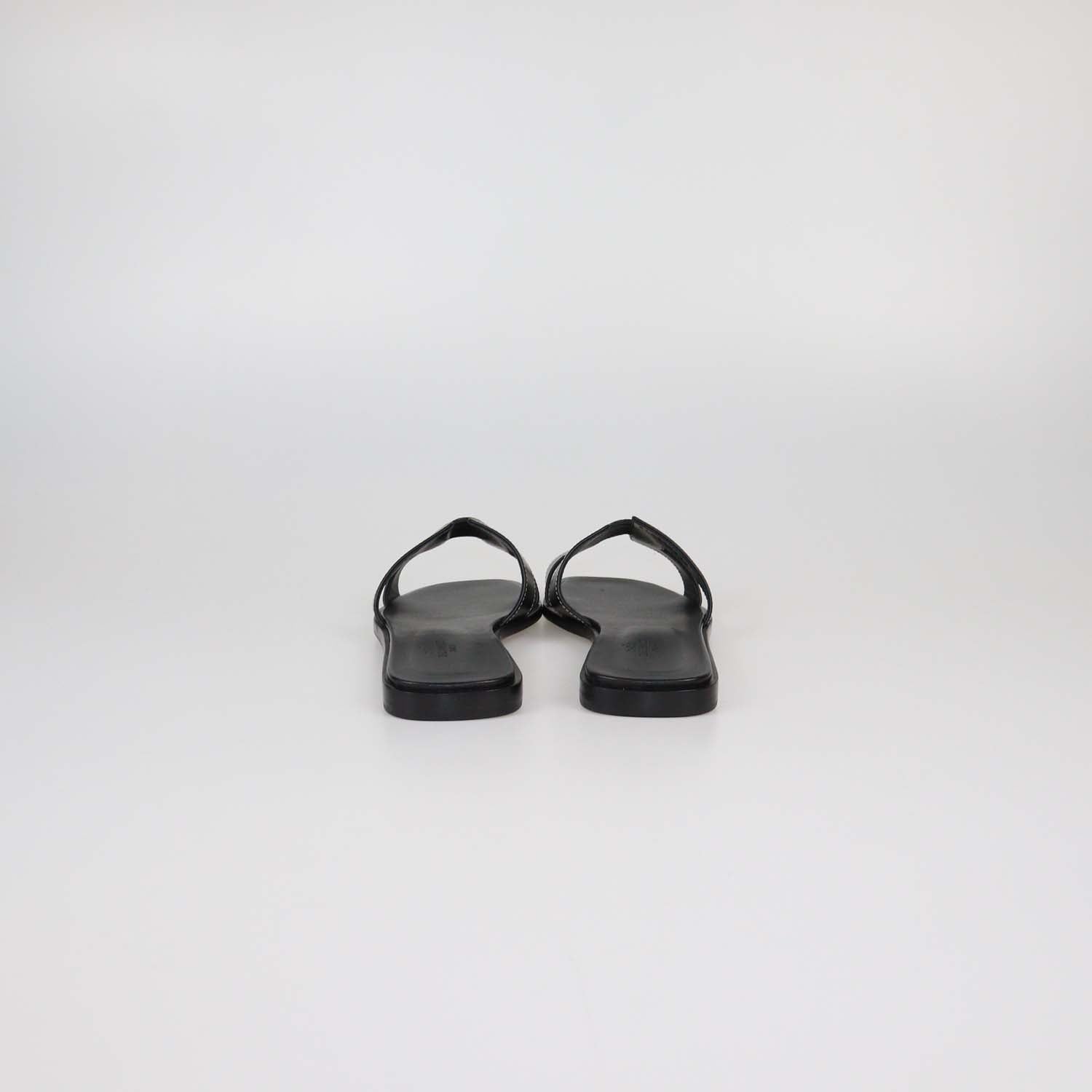 Hermes Black Box Calf Leather Oran Sandals