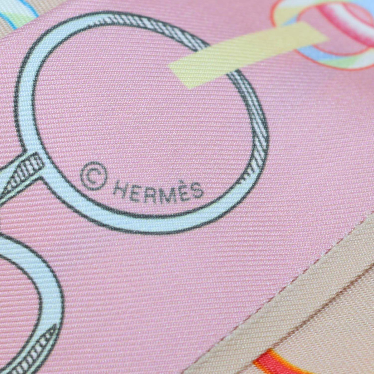 Hermes Bicolor Silk Do Re Boucles Print Twilly