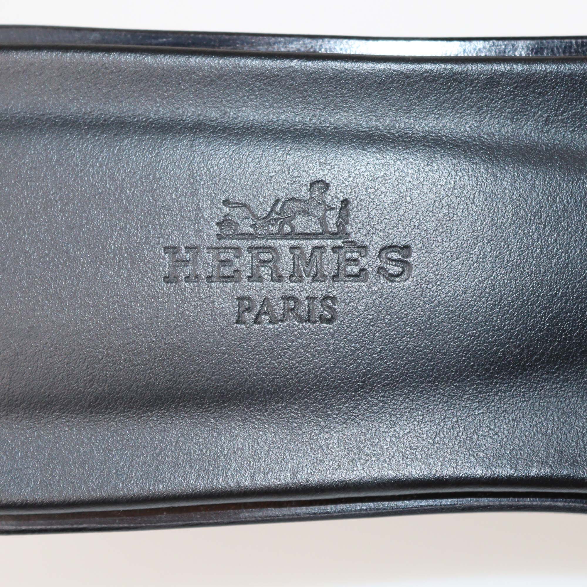 Hermes Black Leather Oran Sandals Womens Hermes 