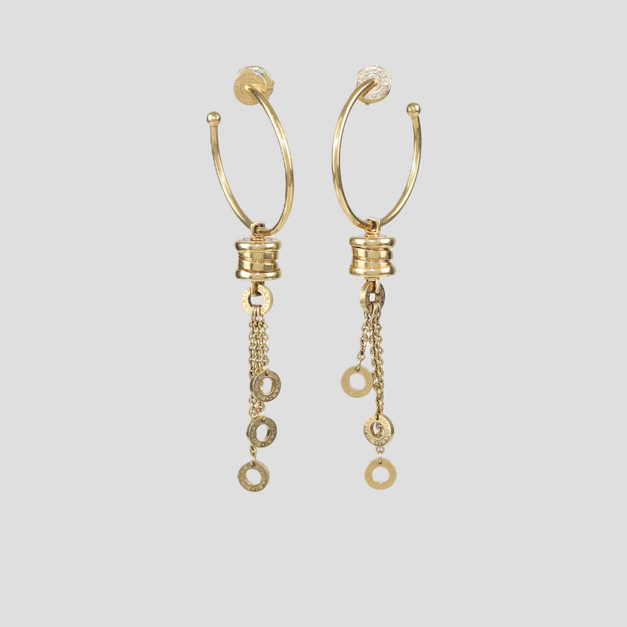 Bvlgari 18K Yellow Gold B.Zero1 Dangling Hoop Earrings