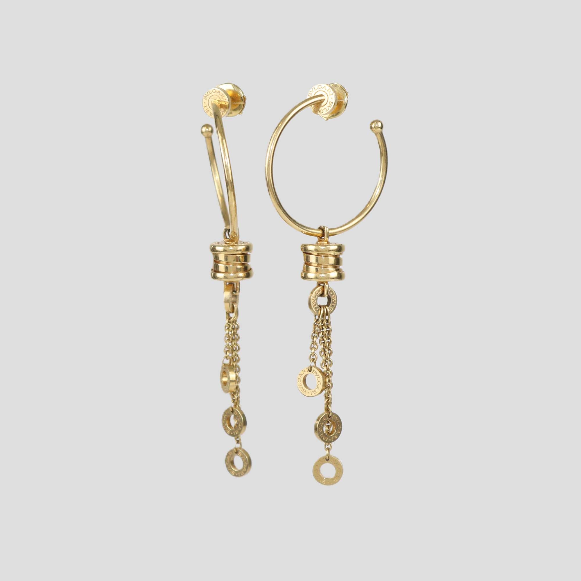 Bvlgari 18K Yellow Gold B.Zero1 Dangling Hoop Earrings