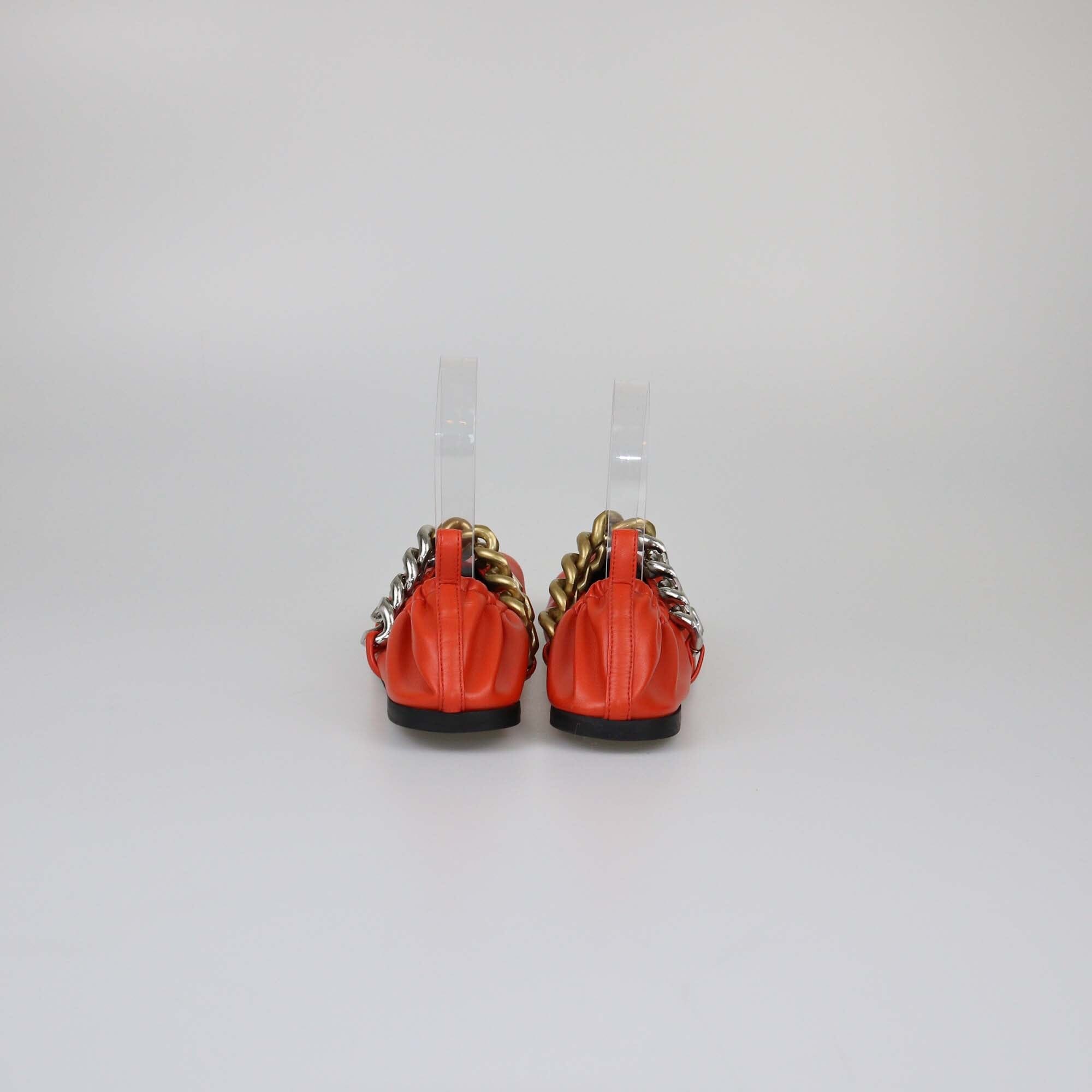 Stella McCartney Orange Chain Falabella Ballet Flats Womens Stella McCartney 