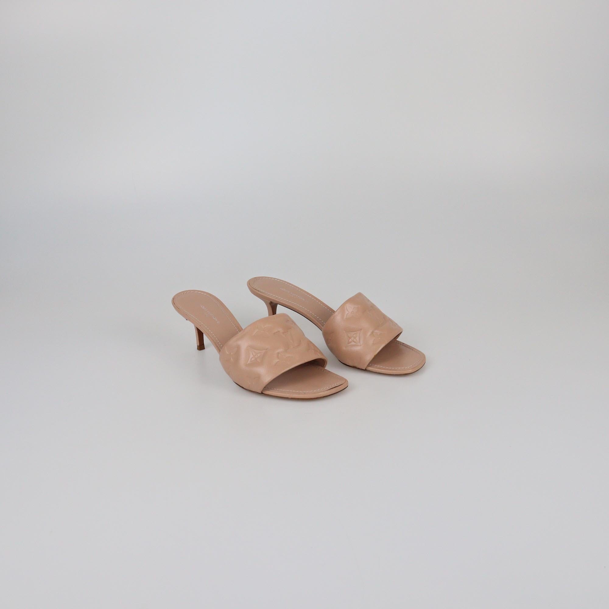 Louis Vuitton Nude Monogram Embossed Revival Mules Womens Louis Vuitton 