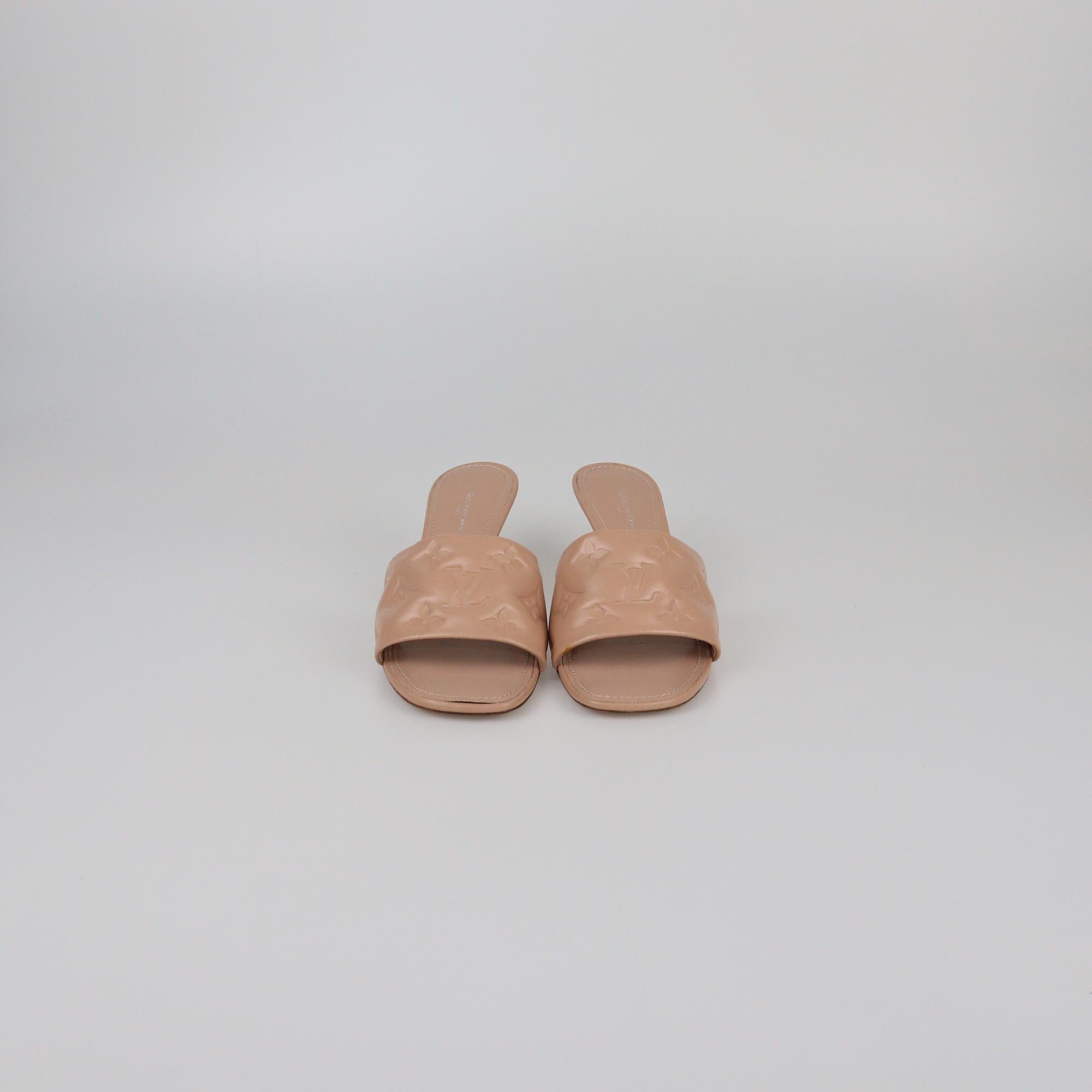 Louis Vuitton Nude Monogram Embossed Revival Mules Womens Louis Vuitton 