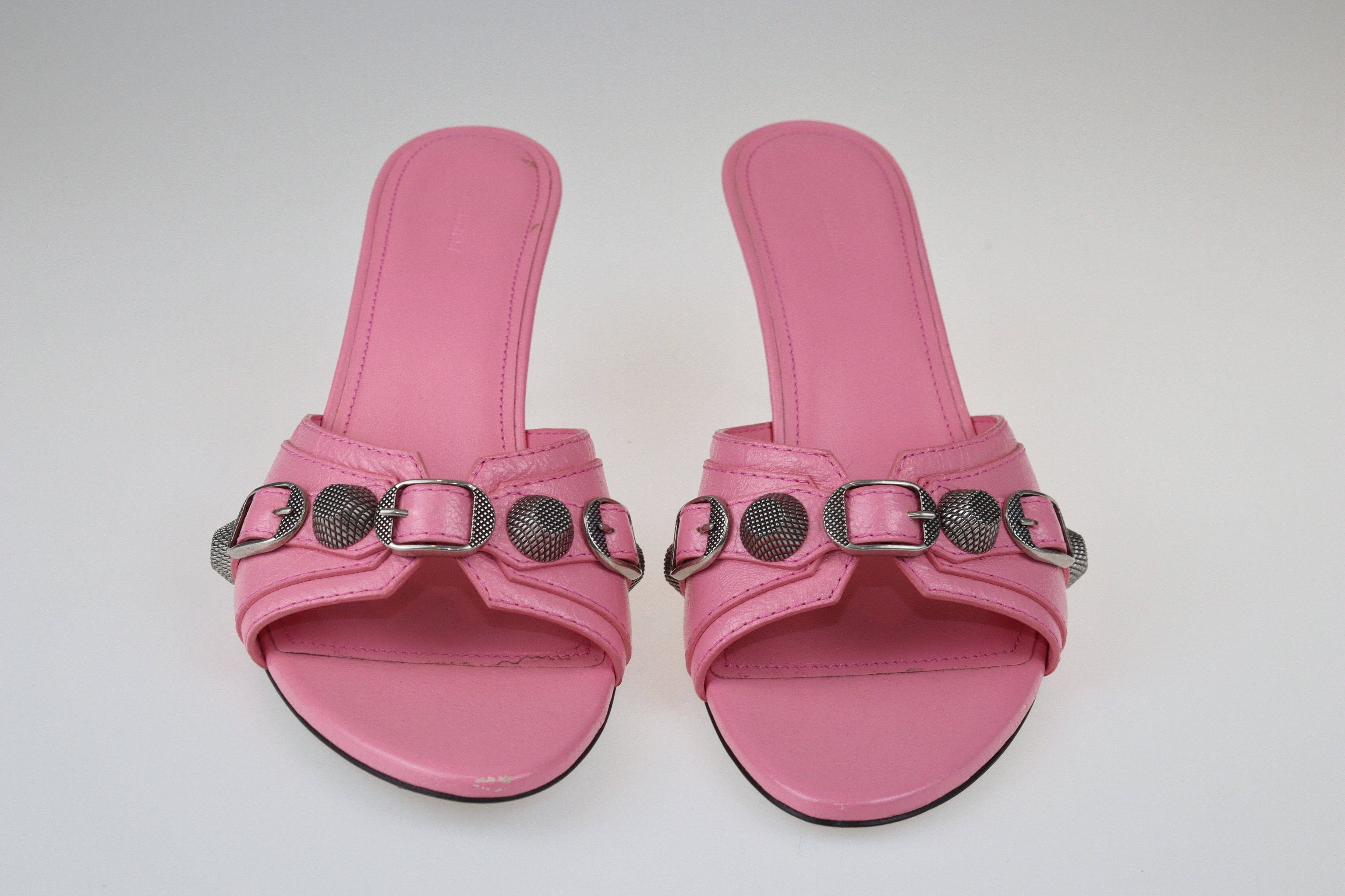 Pink Cagole Mule Heel Sandals Shoes Balenciaga 
