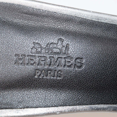 Hermes Gris/Argenté Vieilli Leather Oasis Sandals