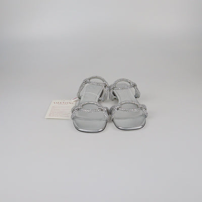 Valentino Silver Chain 1967 Crystal Embellished Slide Sandals Womens Valentino 