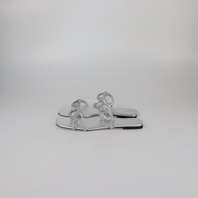 Valentino Silver Chain 1967 Crystal Embellished Slide Sandals Womens Valentino 