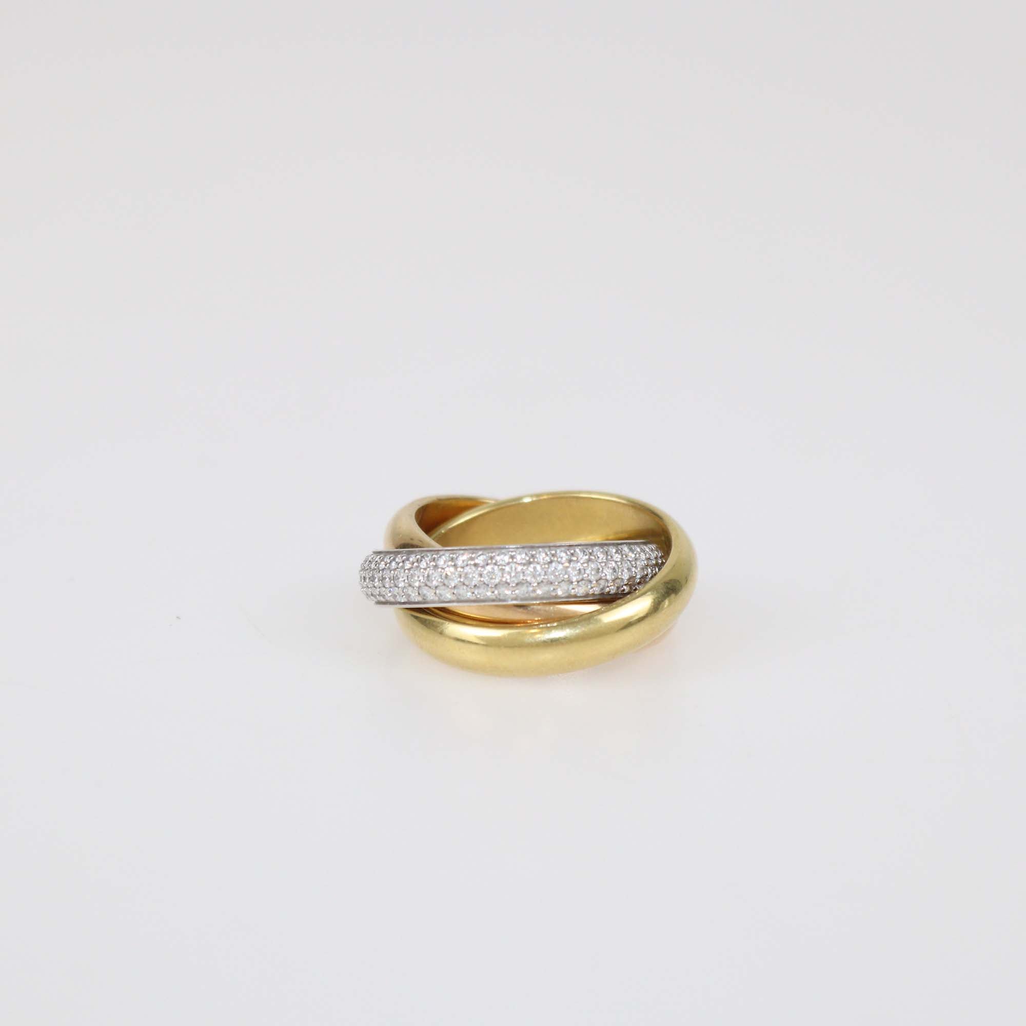 Cartier Three Tone 18K Gold Trinity De Cartier Ring Size 49