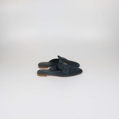 Louis Vuitton Navy Blue Suede LV Mare Flex Open Back Loafer