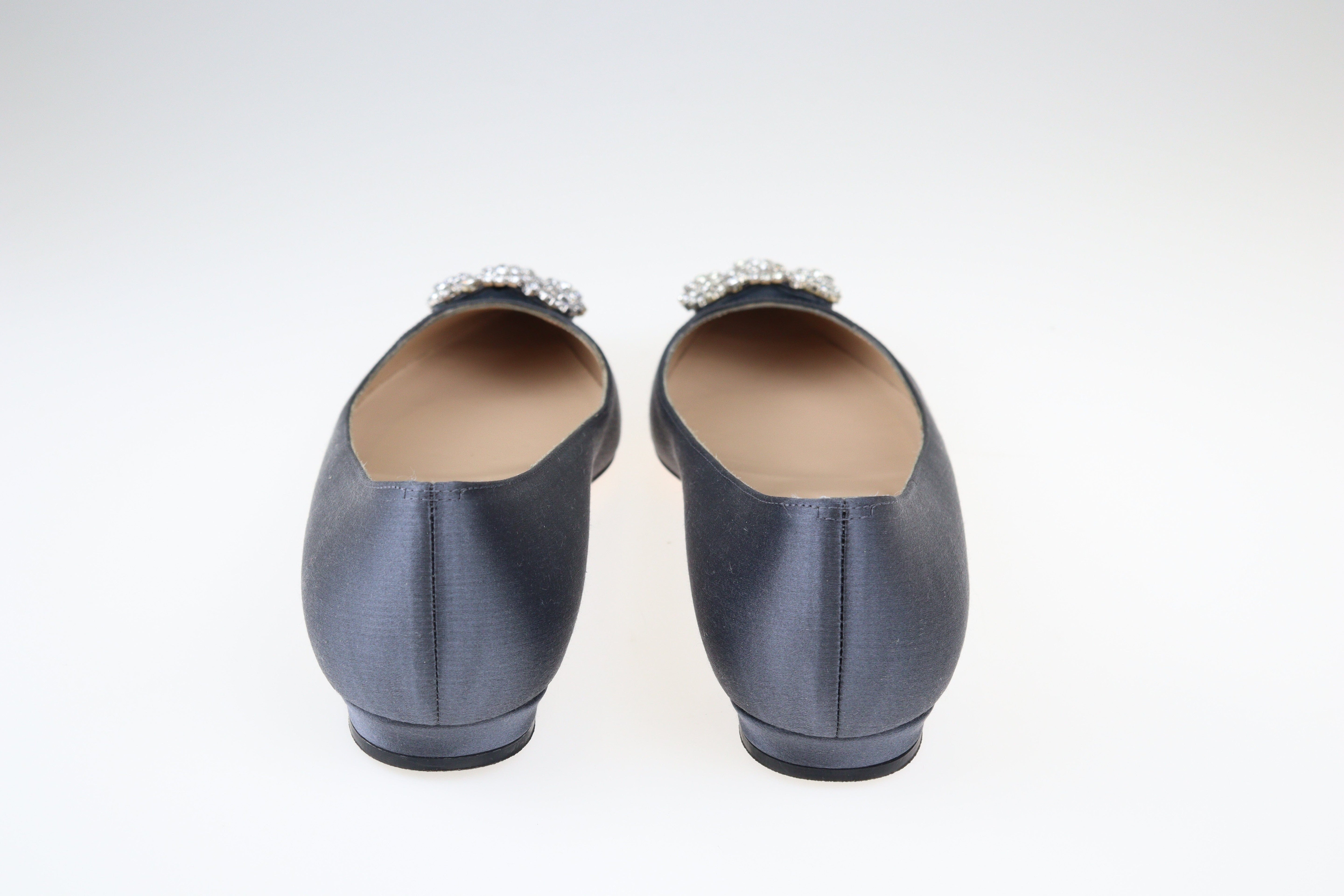 Dark Grey Hangisi Ballets Flats Shoes Manolo Blahnik 