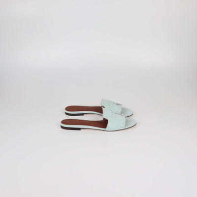 Loro Piana Mint Green Suede Summer Charms Flat Sandals