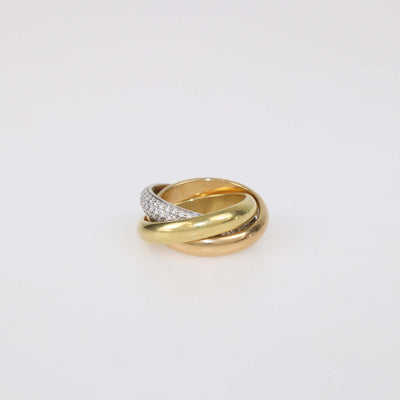 Cartier Three Tone 18K Gold Trinity De Cartier Ring Size 49