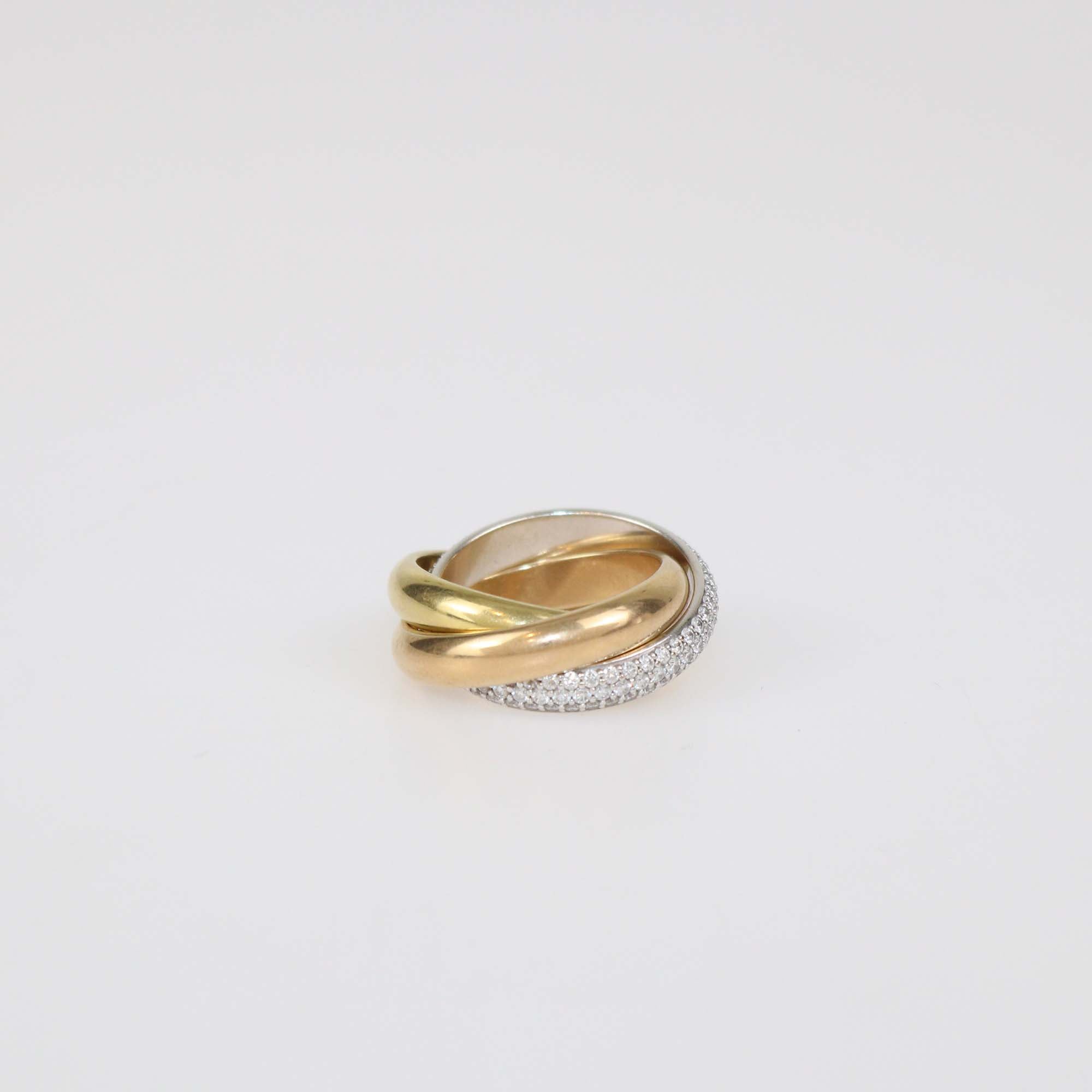 Cartier Three Tone 18K Gold Trinity De Cartier Ring Size 49