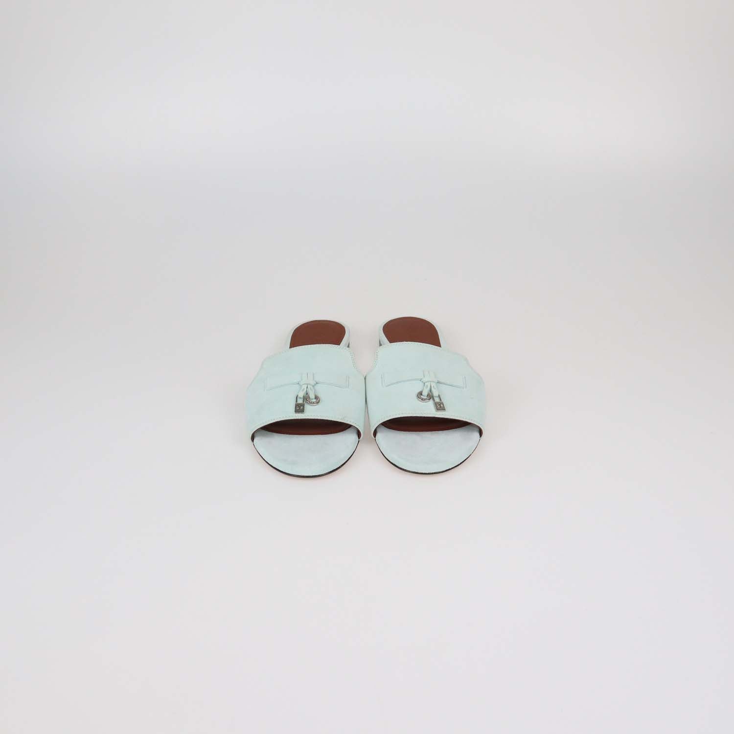 Loro Piana Mint Green Suede Summer Charms Flat Sandals