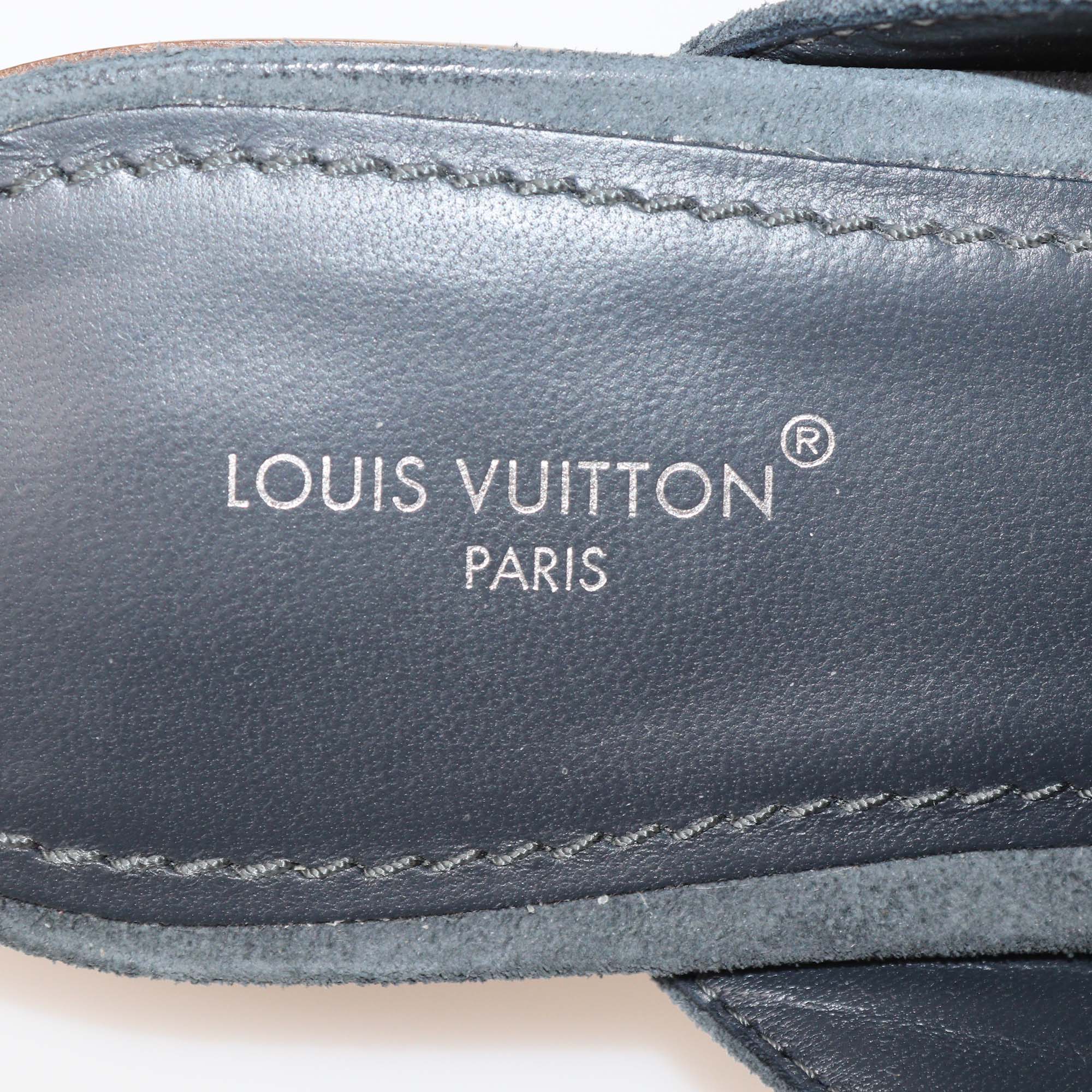 Louis Vuitton Navy Blue Suede LV Mare Flex Open Back Loafer