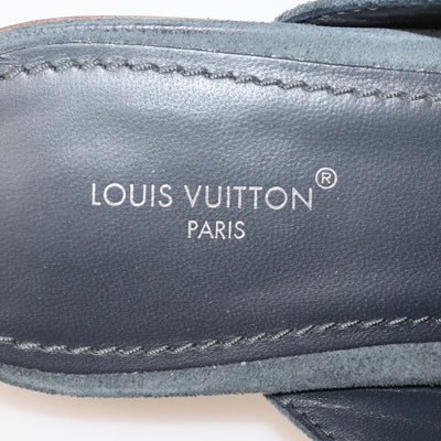 Louis Vuitton Navy Blue Suede LV Mare Flex Open Back Loafer