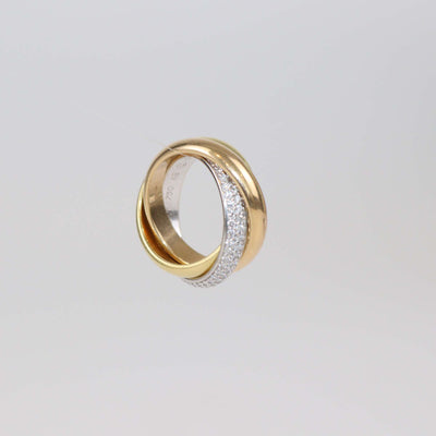 Cartier Three Tone 18K Gold Trinity De Cartier Ring Size 49