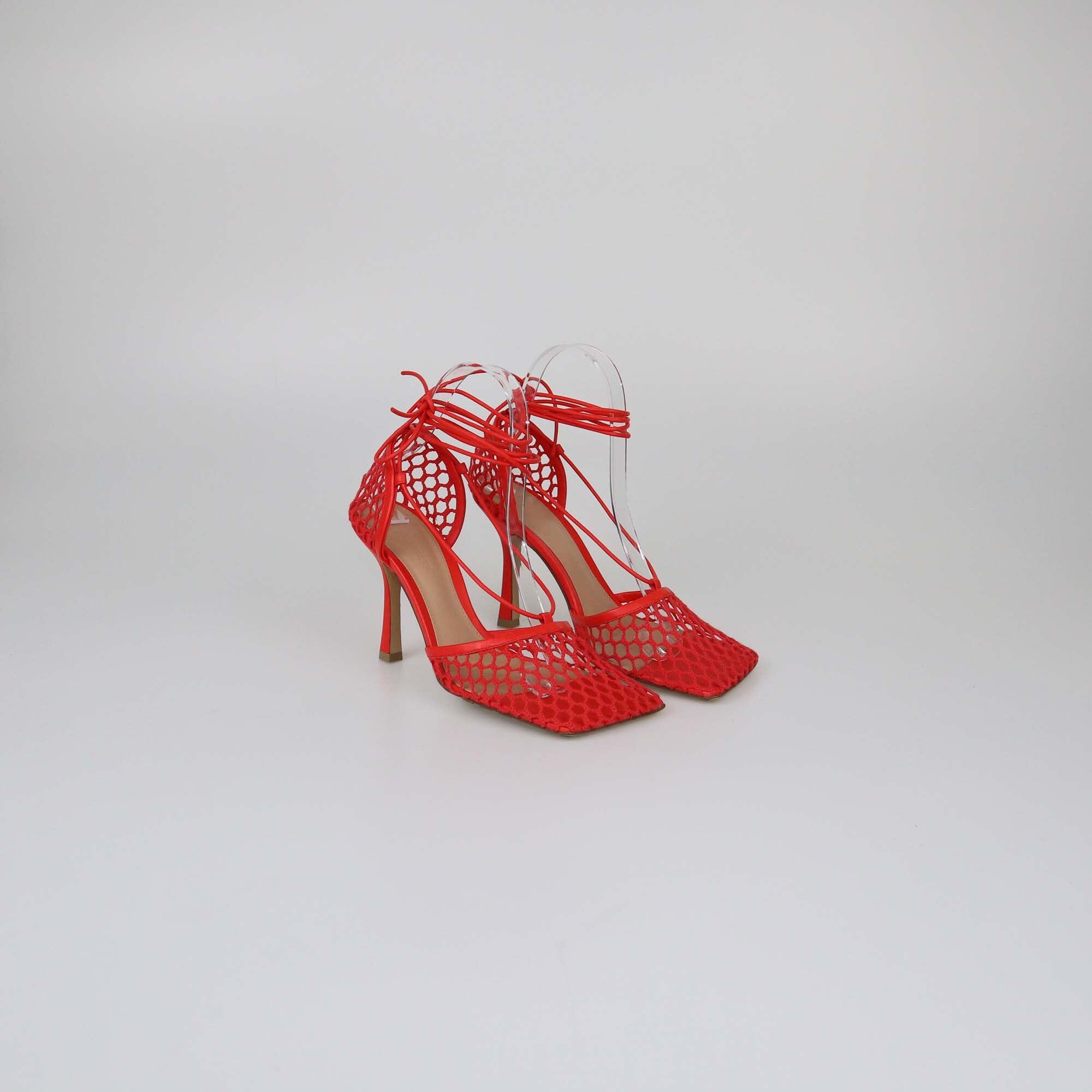 Bottega Veneta Red Mesh Stretch Pumps Womens Bottega Veneta 