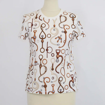 Hermes White Cotton Panoplie Tout Print T-Shirt