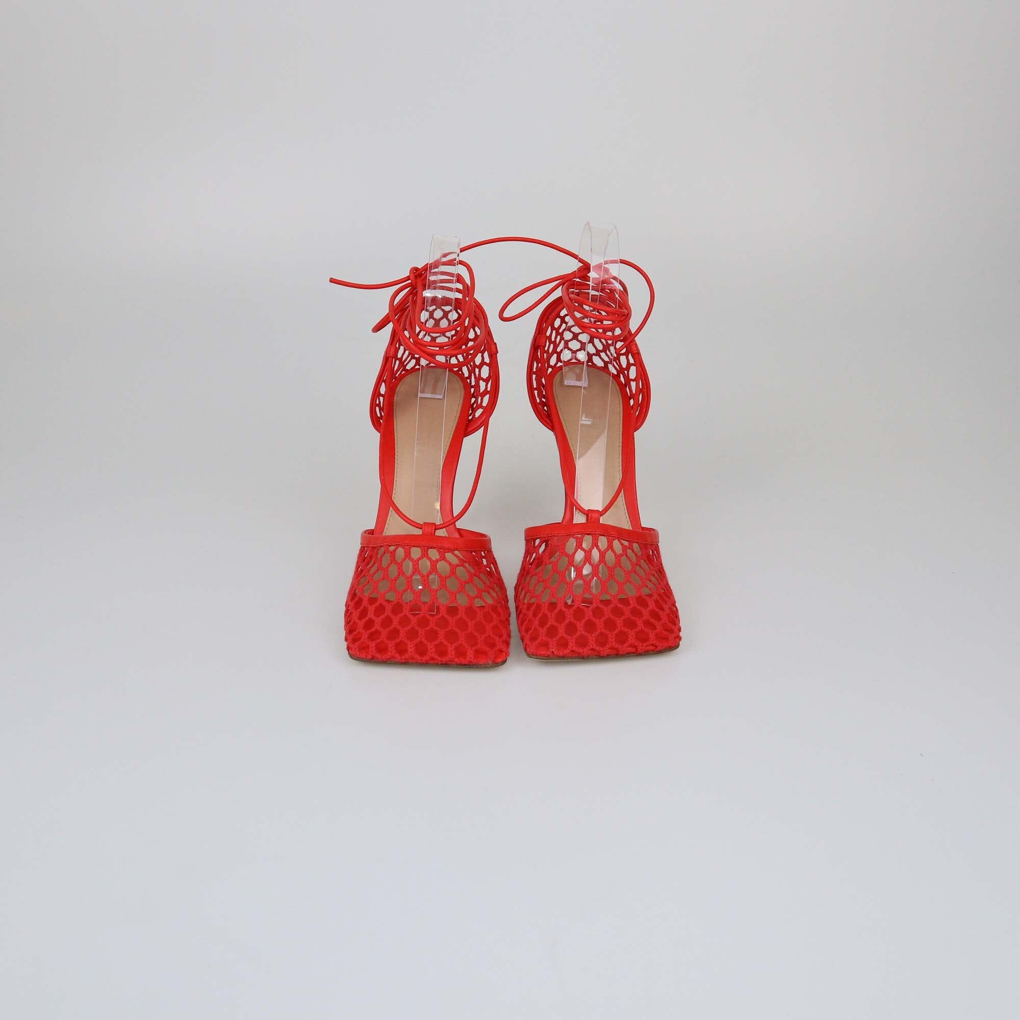 Bottega Veneta Red Mesh Stretch Pumps Womens Bottega Veneta 