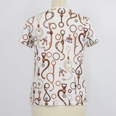 Hermes White Cotton Panoplie Tout Print T-Shirt