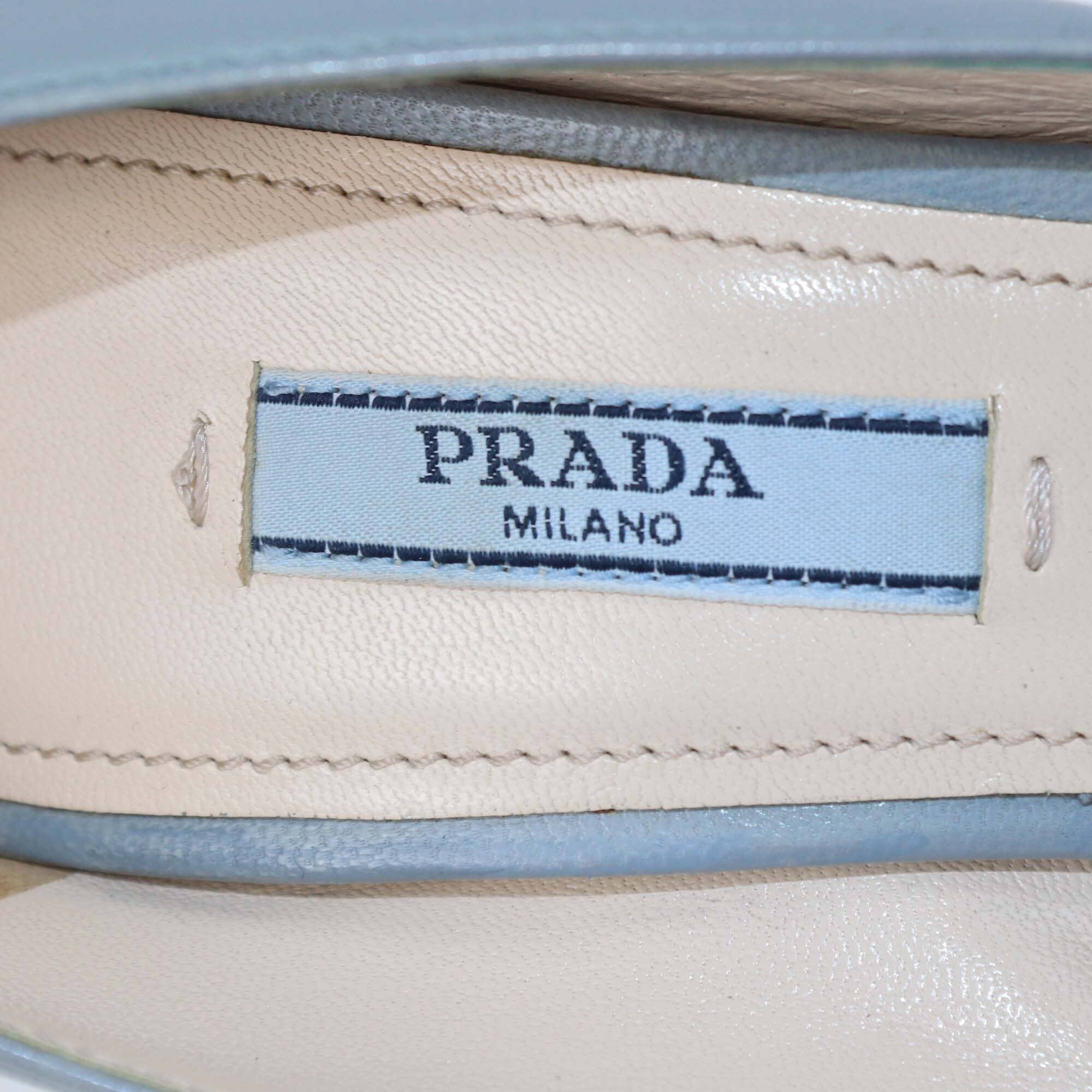 Prada Grey Leather Pointed Toe Pumps Womens Prada 