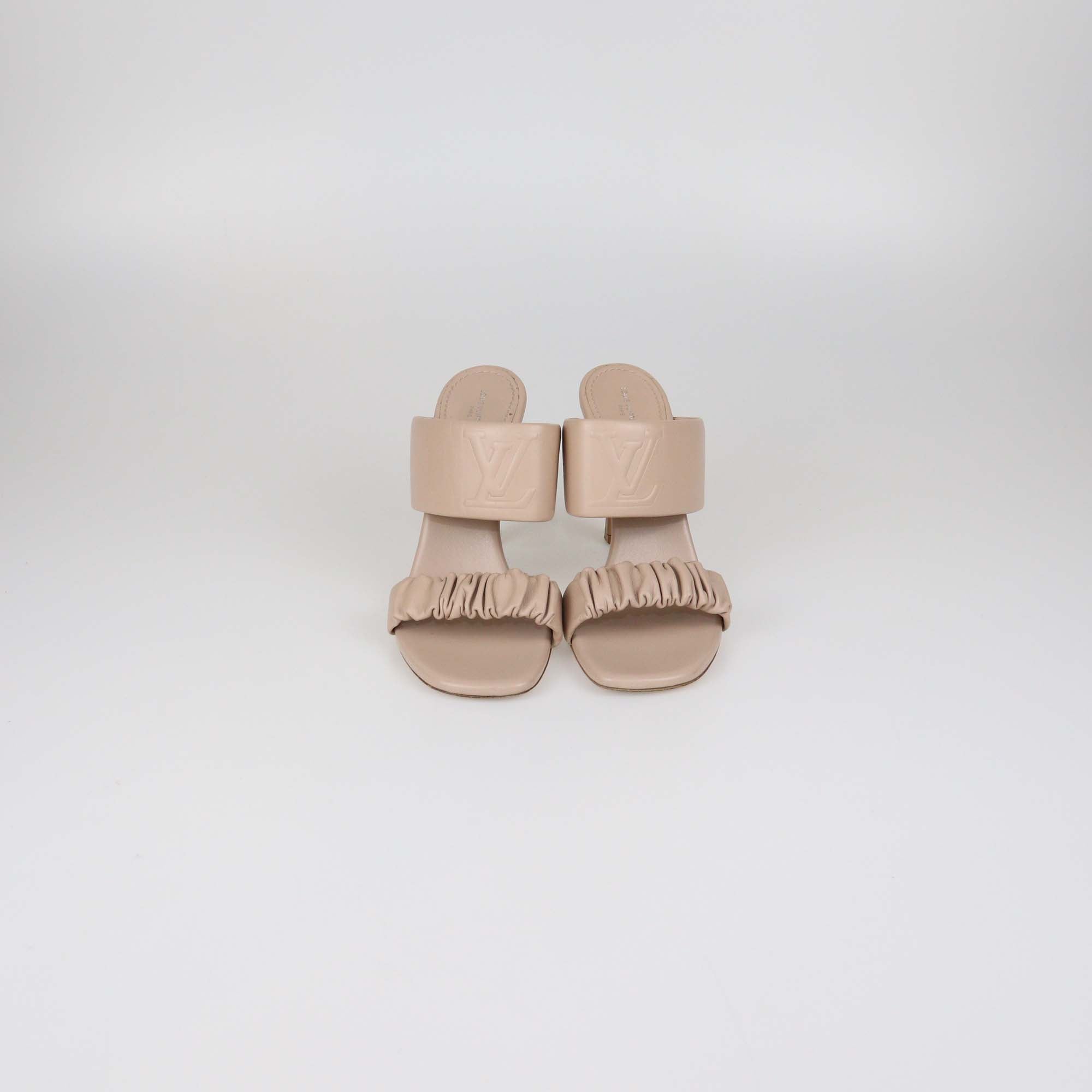 Louis Vuitton Beige Leather Drapy Sandals