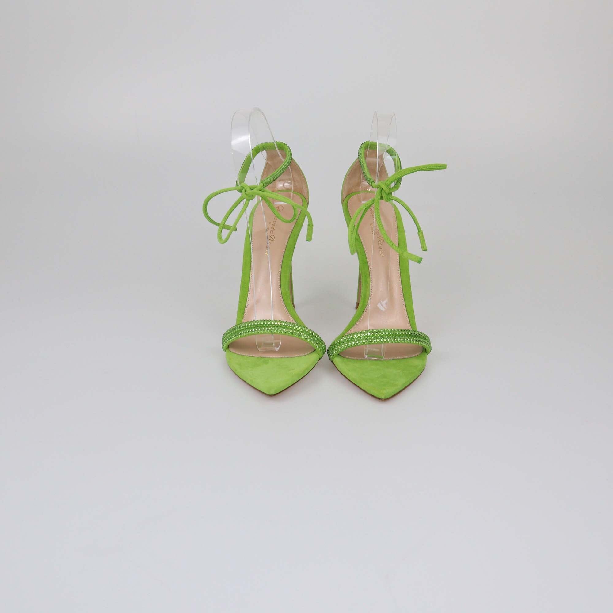 Gianvito Rossi Green Crystals Montecarlo Sandals Womens Gianvitto Rossi 