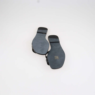 Hermes Black Box Calf Leather Oran Sandals