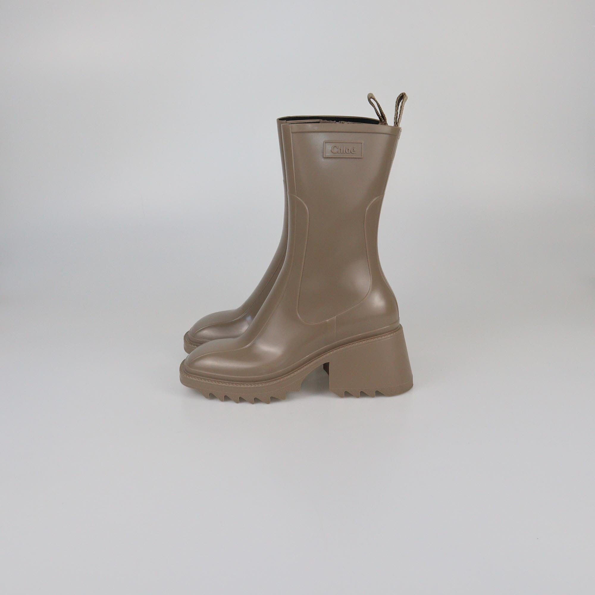 Chloe Beige Betty Rain Boots Womens Chloe 