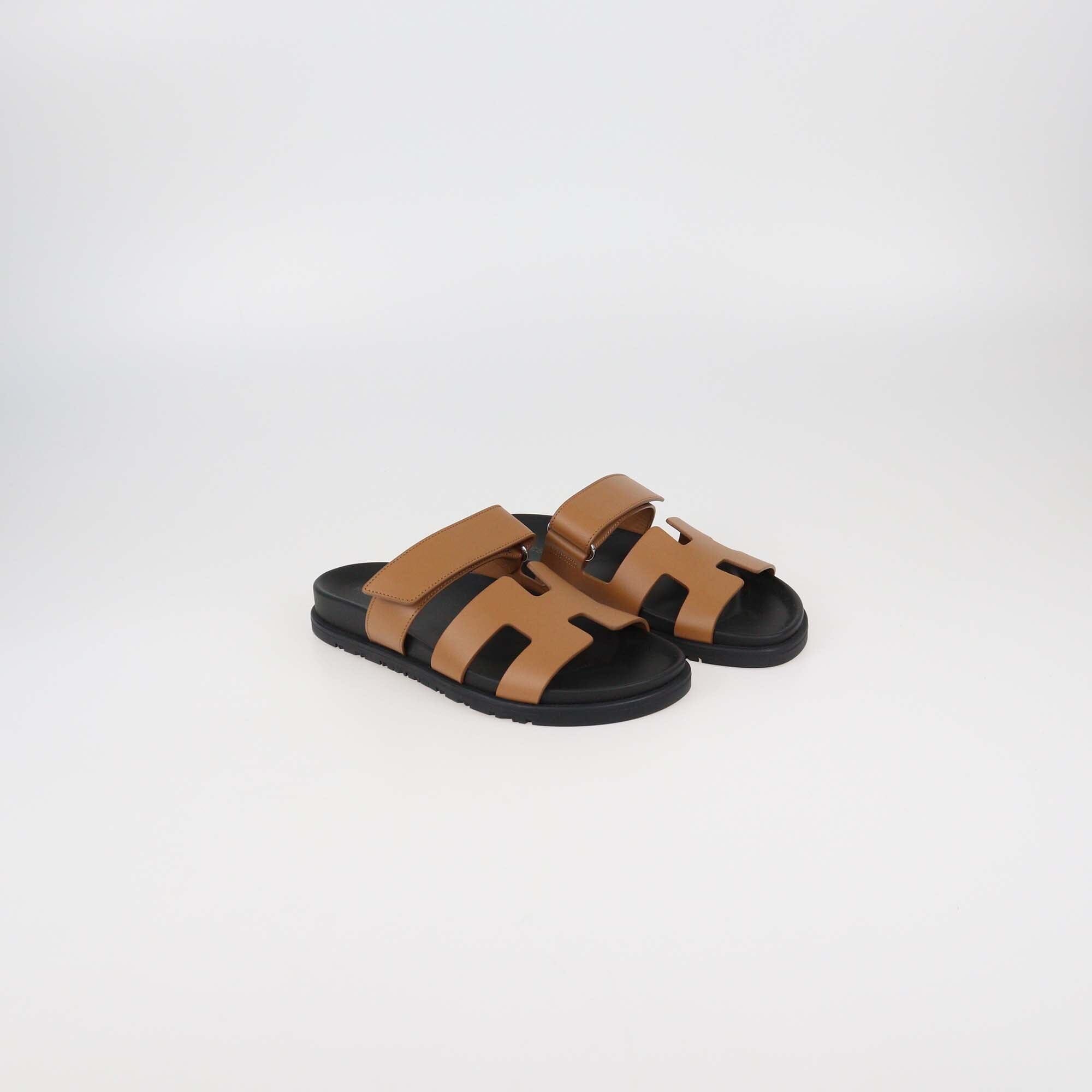 Hermes Naturel Leather Chypre Sandals Womens Hermes 