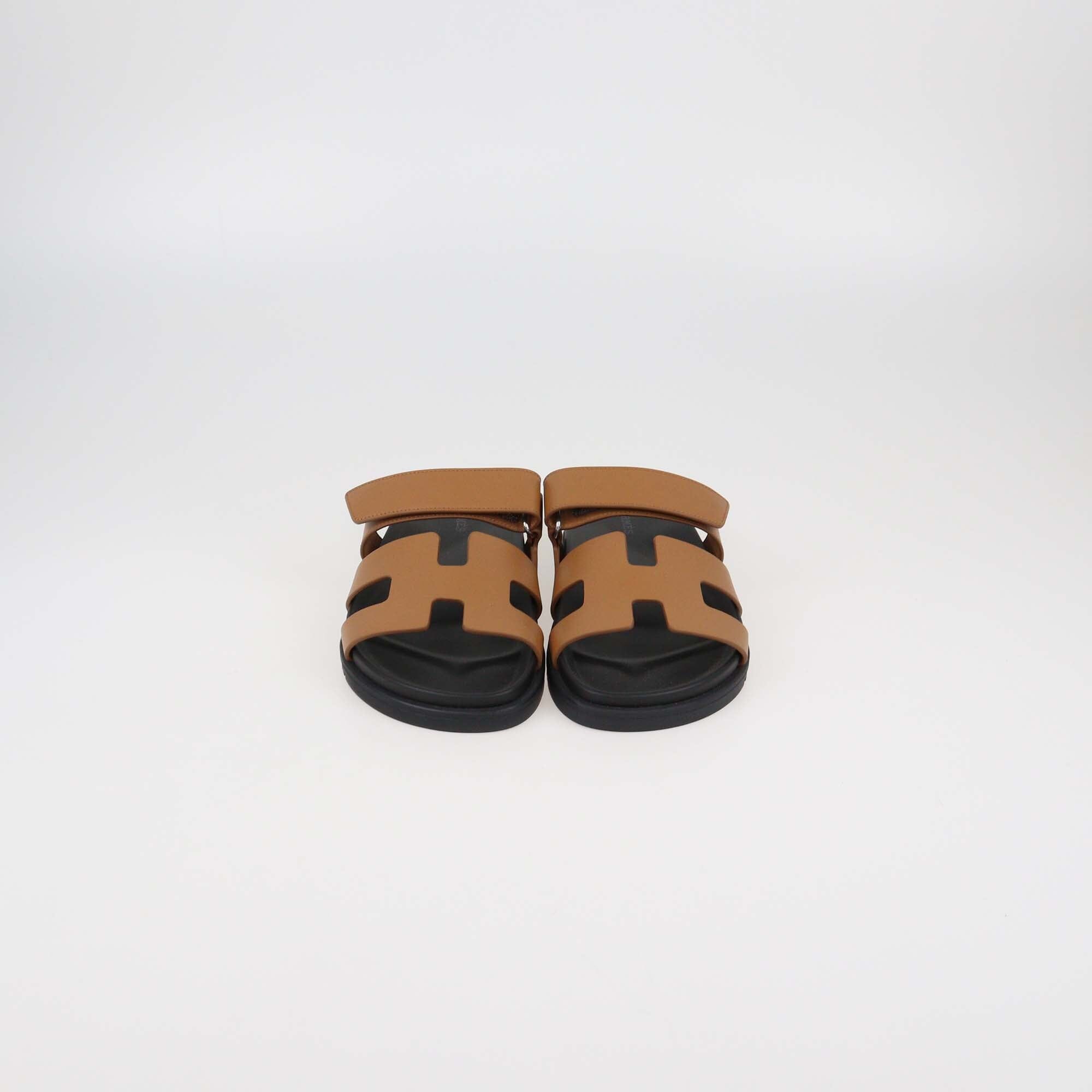 Hermes Naturel Leather Chypre Sandals Womens Hermes 