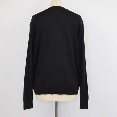 Hermes Black Silk Projects Carre au Crayon Print Long Sleeve Top