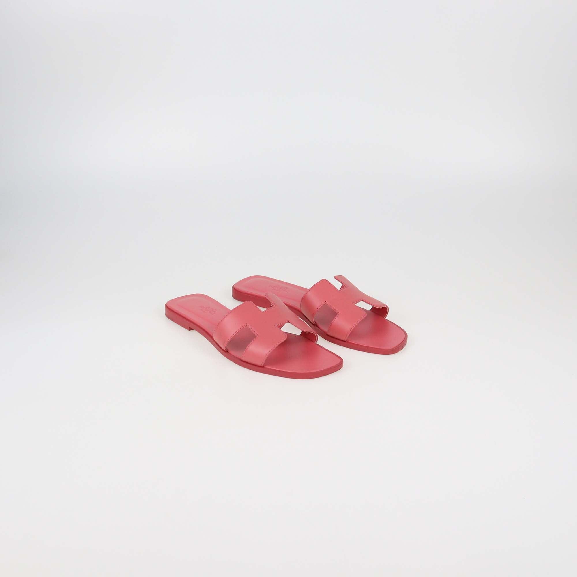 Hermes Pink Oran Leather Oran Flat Sandal Womens Hermes 
