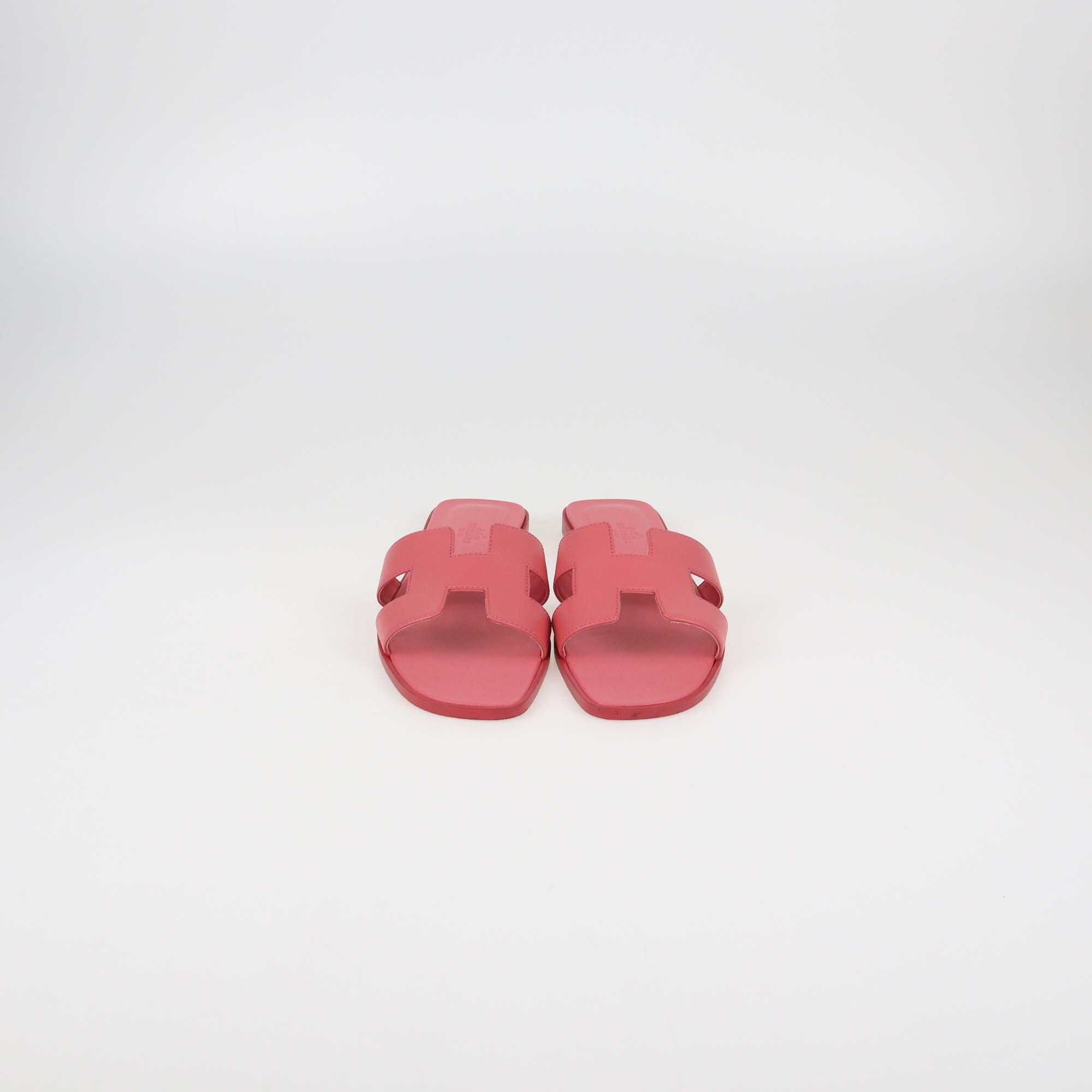 Hermes Pink Oran Leather Oran Flat Sandal Womens Hermes 