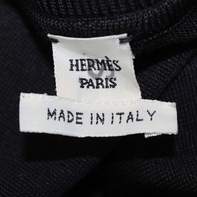 Hermes Black Silk Projects Carre au Crayon Print Long Sleeve Top