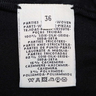 Hermes Black Silk Projects Carre au Crayon Print Long Sleeve Top