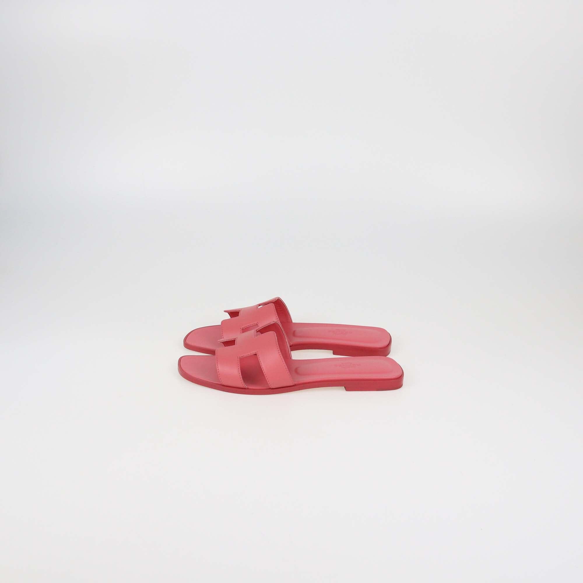Hermes Pink Oran Leather Oran Flat Sandal Womens Hermes 