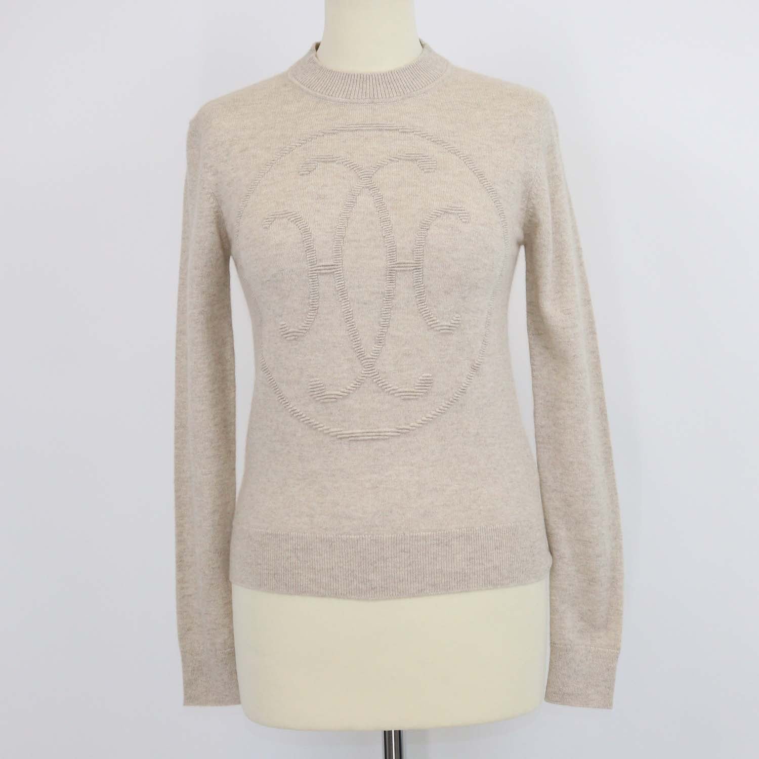 Hermes Beige Cashmere H-Lift Long Sleeve Sweater