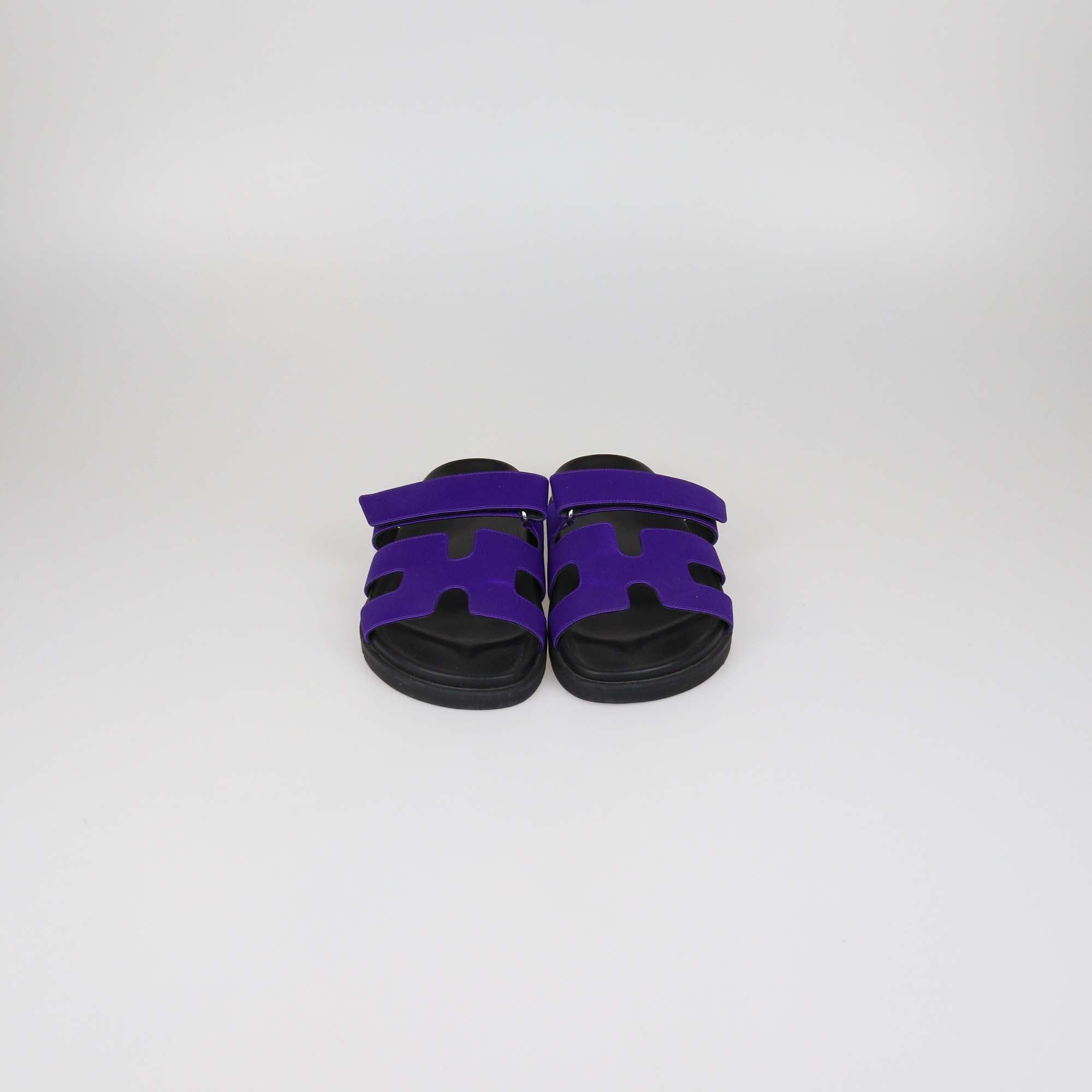 Hermes Violet Majorette Satin Chypre Sandals