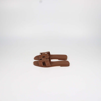 Hermes Gold Box Calf Leather Oran Sandals