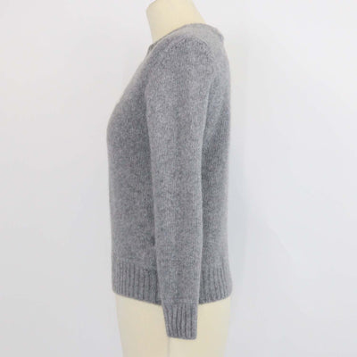 Prada Grey Cashmere and Wool Logo Crew Neck Sweater