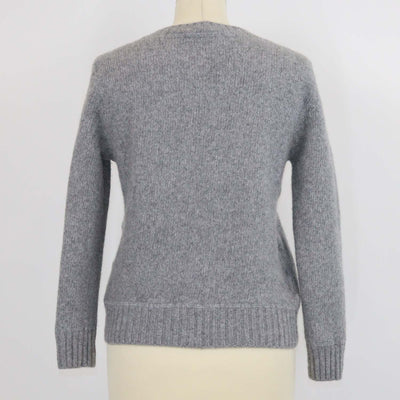 Prada Grey Cashmere and Wool Logo Crew Neck Sweater