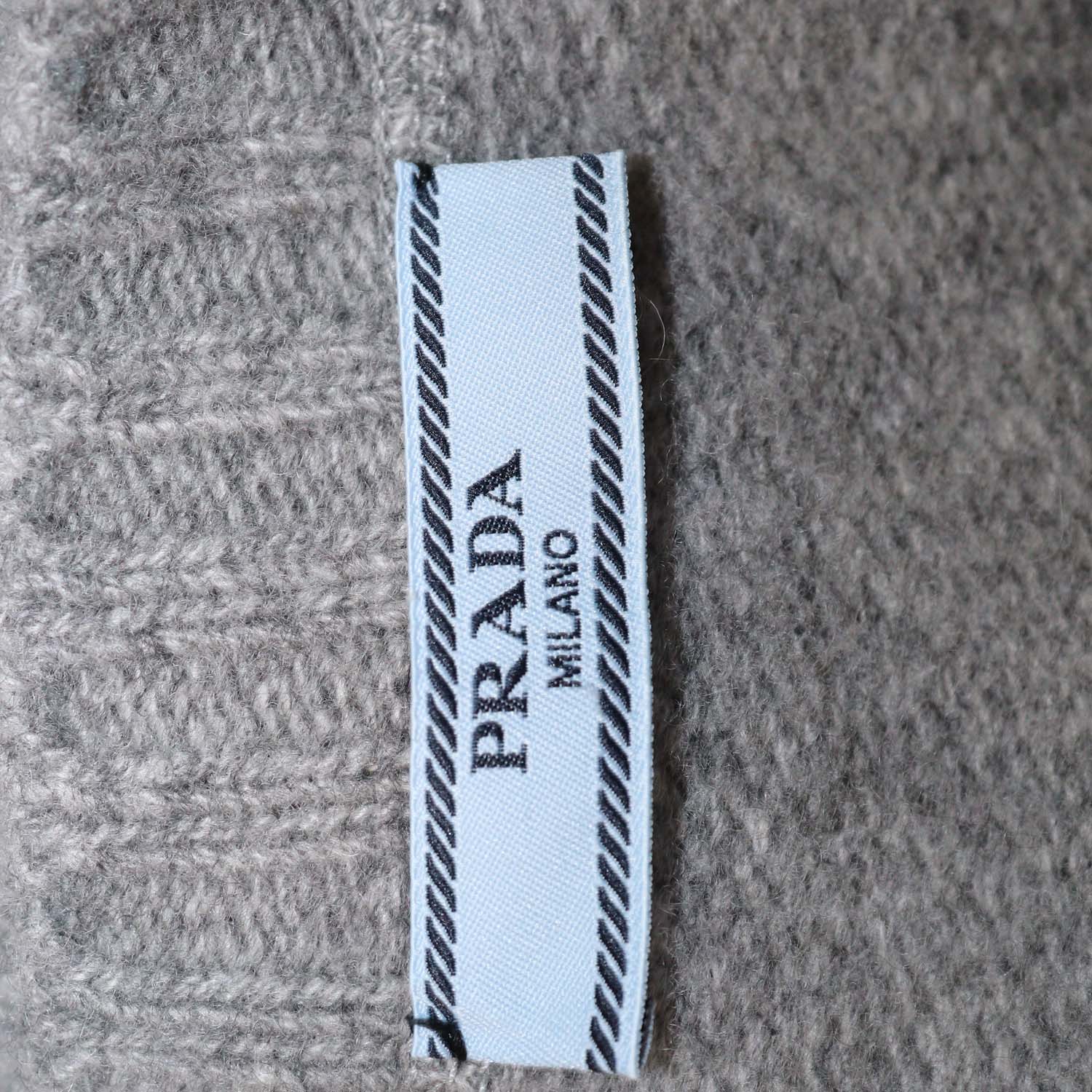 Prada Grey Cashmere and Wool Logo Crew Neck Sweater