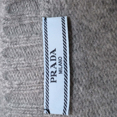 Prada Grey Cashmere and Wool Logo Crew Neck Sweater
