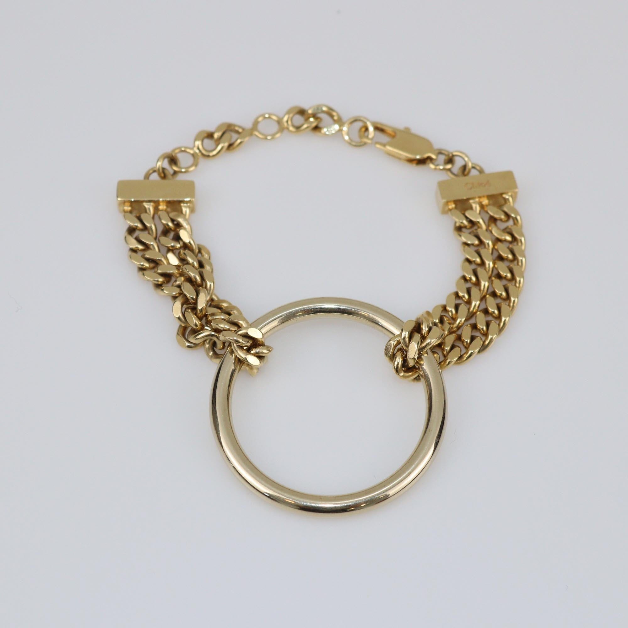 Chloe Gold Tone Chain Ring Bracelet Womens Chloe 