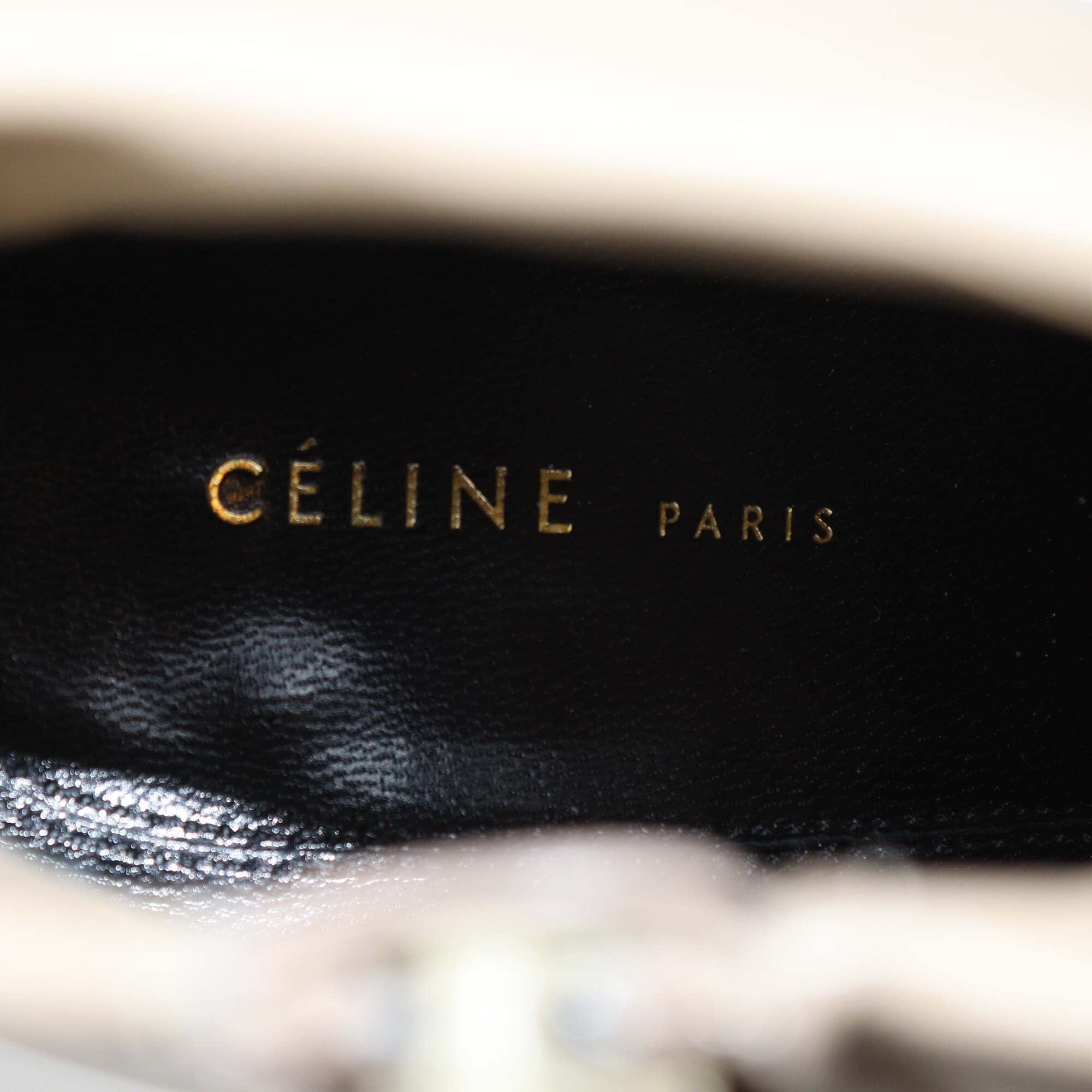 Celine Beige Leather Zip Heeled Booties Womens Celine 
