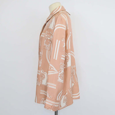 Hermes Beige Silk En Desordre Finesse Print Shirt
