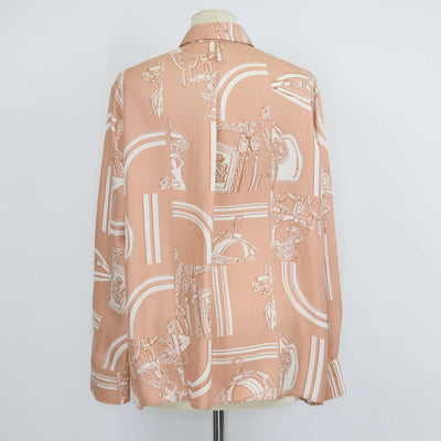 Hermes Beige Silk En Desordre Finesse Print Shirt